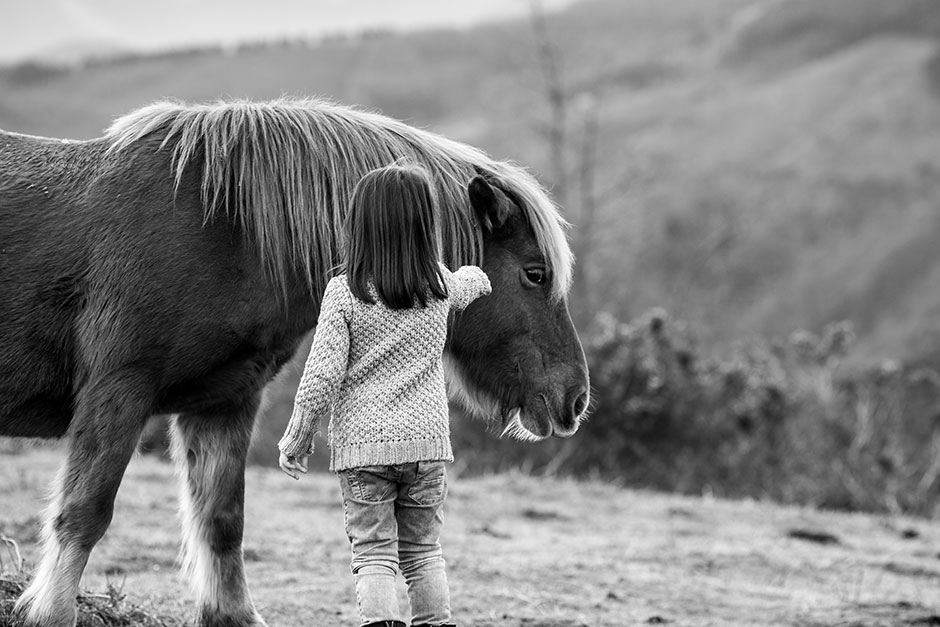 reportaje infantil en el monte con caballos